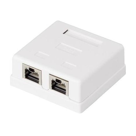 Boitier Saillie complet 2 ports RJ45 Cat.6 STP Blanc