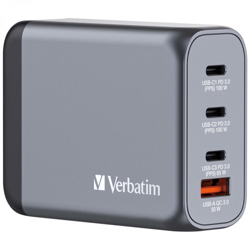 Chargeur secteur Verbatim GNC 2x ports USB-A + 2x ports USB-C 100W (Noir)