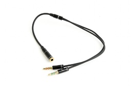 [207312] Repartiteur audio casquemicro Jack 3.5mm 1 Entrée F&gt;2 Sorties Male (Micro+Son)